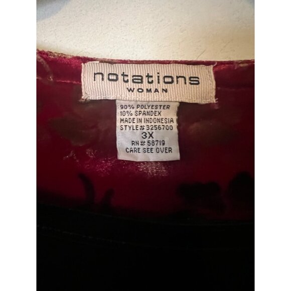 Womens 3X Blouse Floral Faux Suede Layered Burgundy Red Black Tank Stretch Flowy - Picture 9 of 12